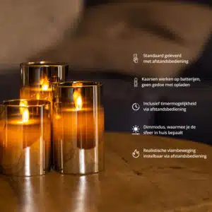 FlinQ LED Kaarsen met Bewegende Vlam - Smoked Glass - Afbeelding 2