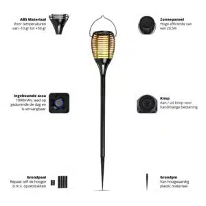 FlinQ Solar Tuinfakkel - 2-pack - Afbeelding 5