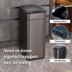 FlinQ Sensor Prullenbak Swing 60L - Afbeelding 6