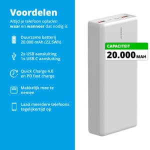 FlinQ Powerbank Mammoth 20.000 mAh - Afbeelding 2