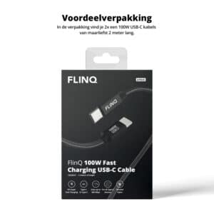 FlinQ 100W Fast Charging USB C Cable 2-pack - Afbeelding 7