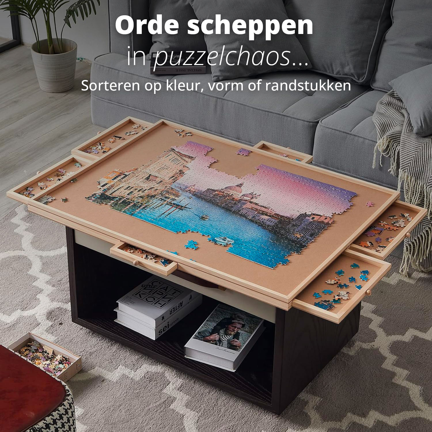Puzzeltafel met lades en verlichting - 1.000 Stukjes