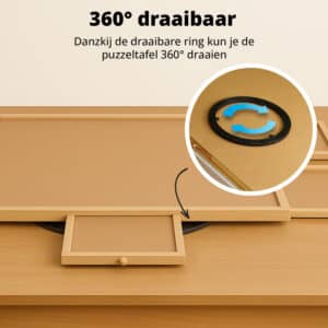 FlinQ Draaibaar Puzzeltafel met Opbergsysteem - Afbeelding 3