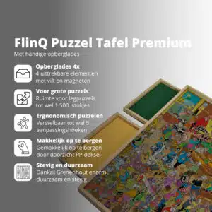 FlinQ Verstelbare Puzzelbord met Sorteersysteem - 1500 stukjes - Afbeelding 2