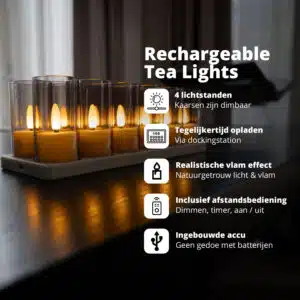 FlinQ Rechargeable Tea Lights - Afbeelding 2