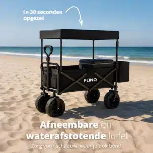 FlinQ Opvouwbare Bolderkar met Dak 100 KG - Afbeelding 2