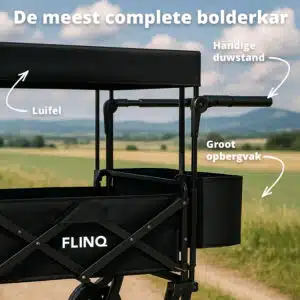 FlinQ Opvouwbare Bolderkar met Dak 100 KG - Afbeelding 3