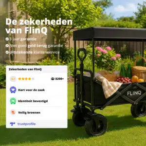FlinQ Opvouwbare Bolderkar met Dak 100 KG - Afbeelding 5