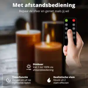 FlinQ Oplaadbare LED Kaarsen Pilar - Afbeelding 4