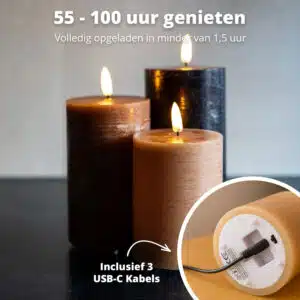 FlinQ Oplaadbare LED Kaarsen Pilar - Afbeelding 5