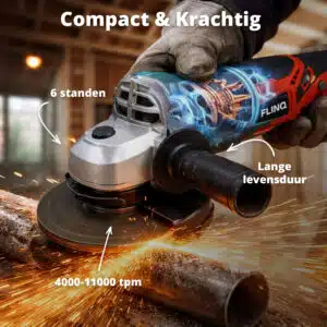 FlinQ Draadloze Haakse Slijper 125mm 20V - Afbeelding 8