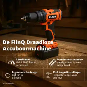 FlinQ Draadloze Accuboormachine 20V - Afbeelding 2