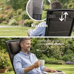 FlinQ Luma Verstelbare Aluminium Tuinstoelen - Afbeelding 3