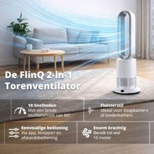 FlinQ Slimme 2-in-1 Bladloze Ventilator & Verwarming - Afbeelding 2