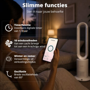 FlinQ Slimme 2-in-1 Bladloze Ventilator & Verwarming - Afbeelding 7