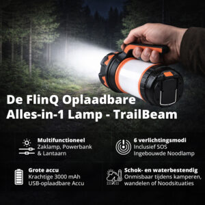 FlinQ Oplaadbare Campinglamp/Zaklamp - TrailBeam - Afbeelding 2