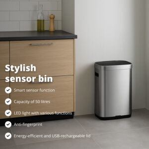 FlinQ Rechargeable Sensor Trash Can Mira 50L - Image 2